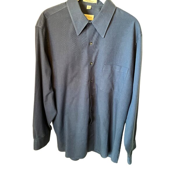 Van Heusen Navy Long Sleeve Dress Shirt Size 16‎ 1/2 34/35 Cotton Blend - Picture 2 of 9